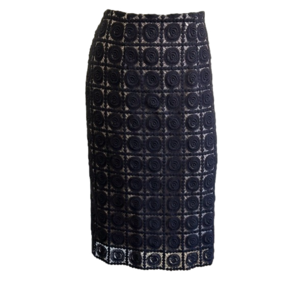 Chicos Black Label black lace over pencil skirt SZ 00 NWT $129